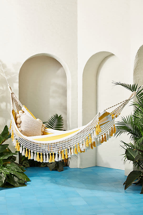 <p><a href="https://go.redirectingat.com?id=74968X1596630&url=https%3A%2F%2Fwww.anthropologie.com%2Fanthroliving%2Fshop%2Fsaratoga-hammock&sref=https%3A%2F%2Fwww.housebeautiful.com%2Fshopping%2Fhome-accessories%2Fg44044870%2Fbest-hammocks%2F" rel="nofollow noopener" target="_blank" data-ylk="slk:Shop Now;elm:context_link;itc:0;sec:content-canvas" class="link ">Shop Now</a></p><p>Saratoga Hammock</p><p>$148.00</p><p>anthropologie.com</p><span class="copyright">Anthropologie</span>