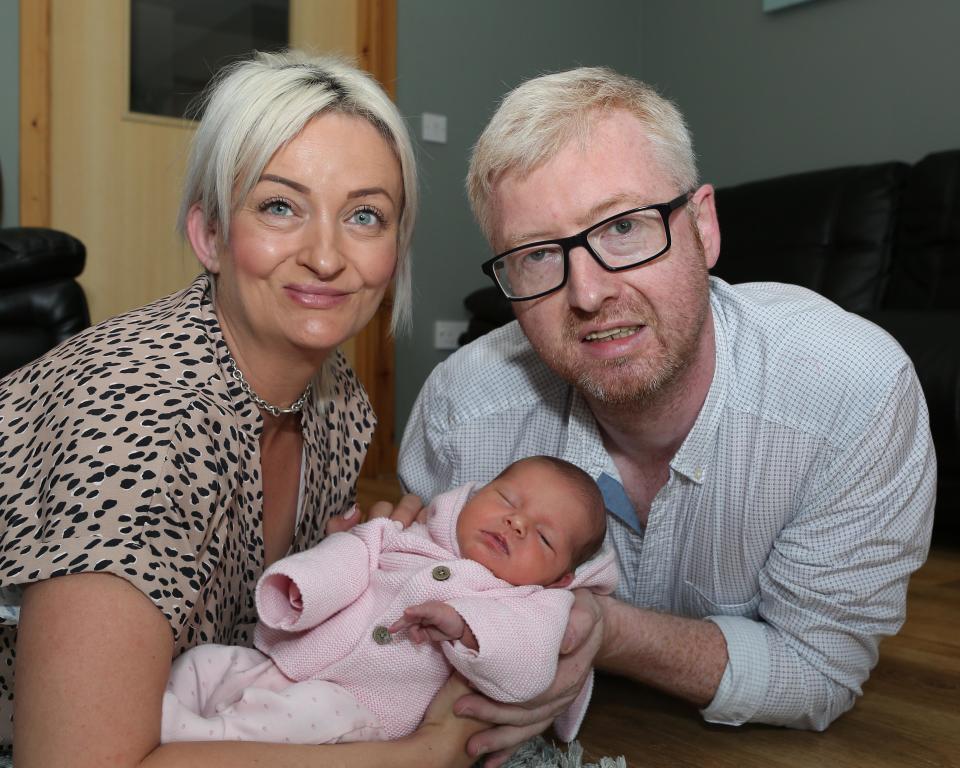 Alexis and Davie Brett welcomed their first daughter, Cameron, in August [Photo: Caters]