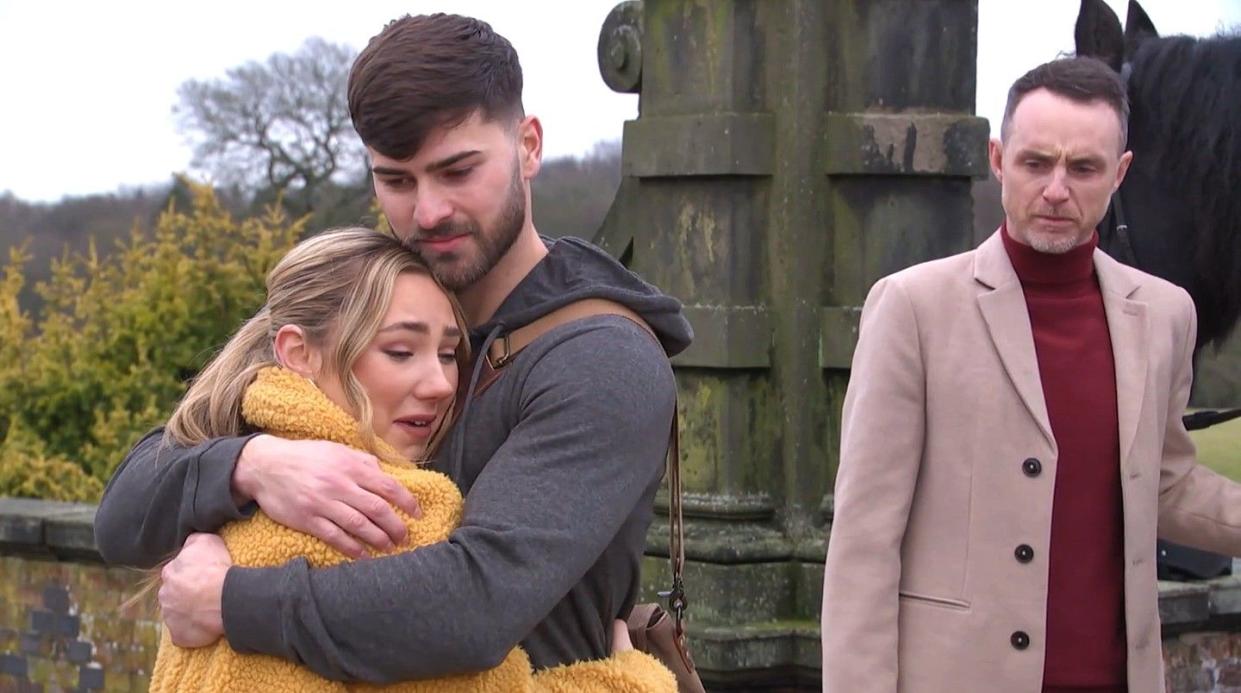 romeo hugs his loved ones goodbye in hollyoaks