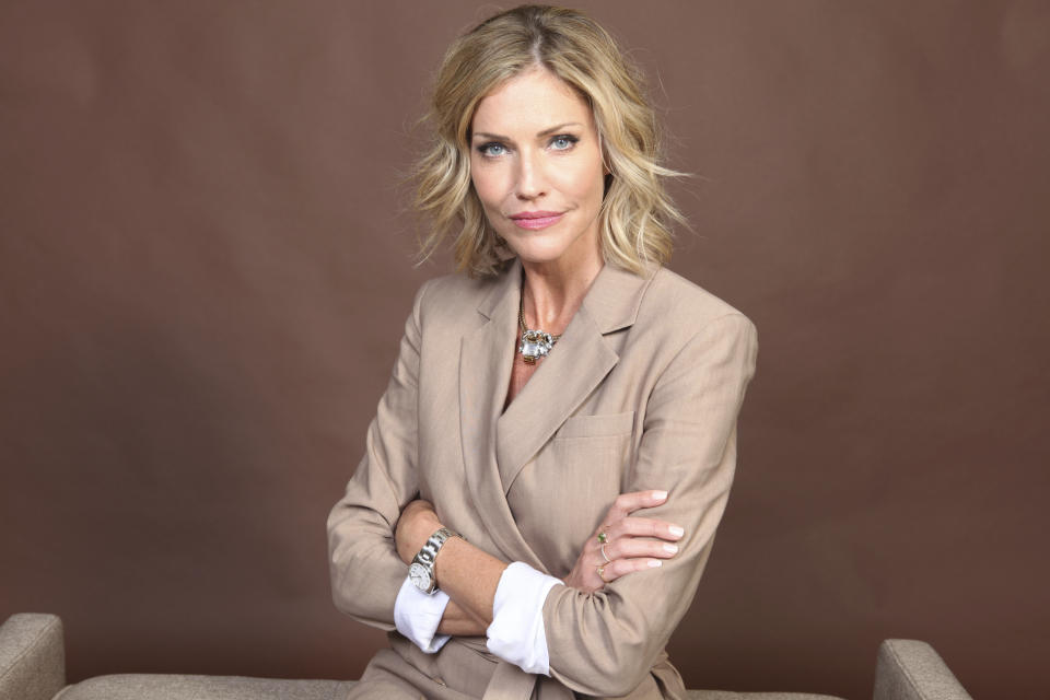 FILE - Tricia Helfer poses for a portrait to promote the television series "Van Helsing" on day one of Comic-Con International on July 18, 2019, in San Diego. Helfer turns 48 on April 11. (Photo by Rebecca Cabage/Invision/AP, File)