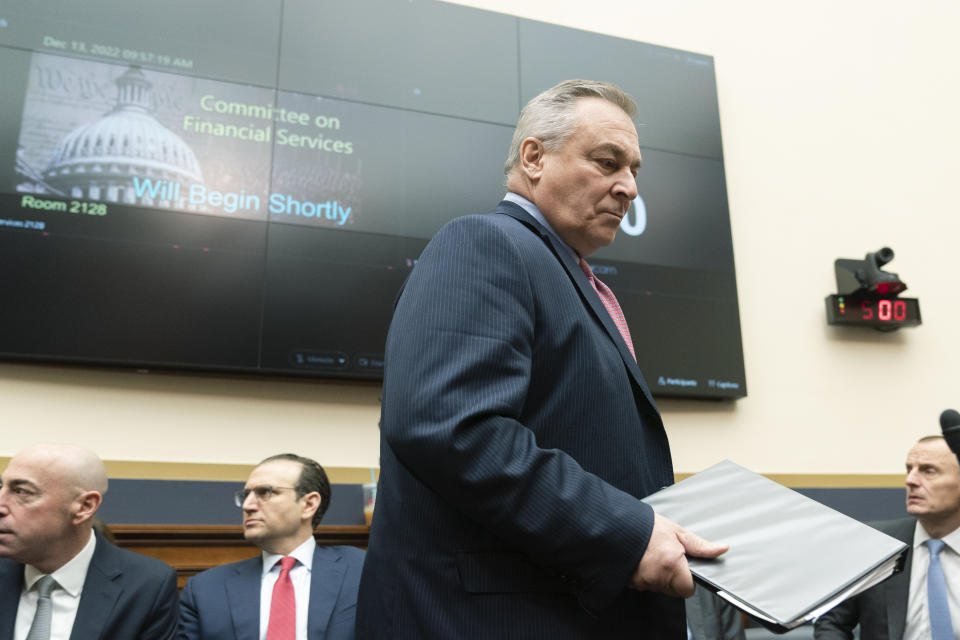Crypto exchange FTX CEO John Ray, arrives to testify before the House Financial Services Committee on the collapse of crypto exchange FTX, Tuesday, Dec. 13, 2022, on Capitol Hill in Washington. (AP Photo/Manuel Balce Ceneta)