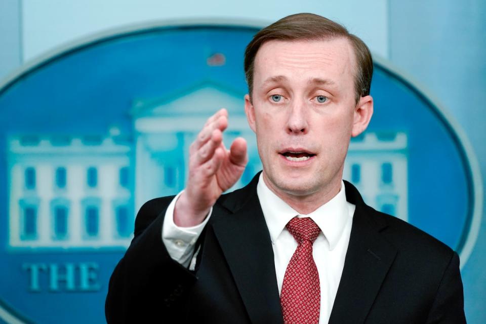 White House national security adviser Jake Sullivan gives an update about Ukraine during a press briefing at the White House, Friday, Feb. 11, 2022, in Washington.