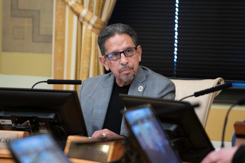Pueblo County Commissioner Eppie Griego at a BOCC meeting on Thursday, February 29, 2024.