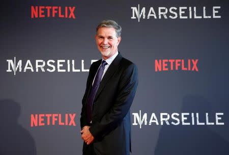 Reed Hastings, co-founder and CEO of Netflix, poses on the red carpet at the French premiere of Netflix's TV series "Marseille" in Marseille, France, May 4, 2016. REUTERS/Jean-Paul Pelissier /Files