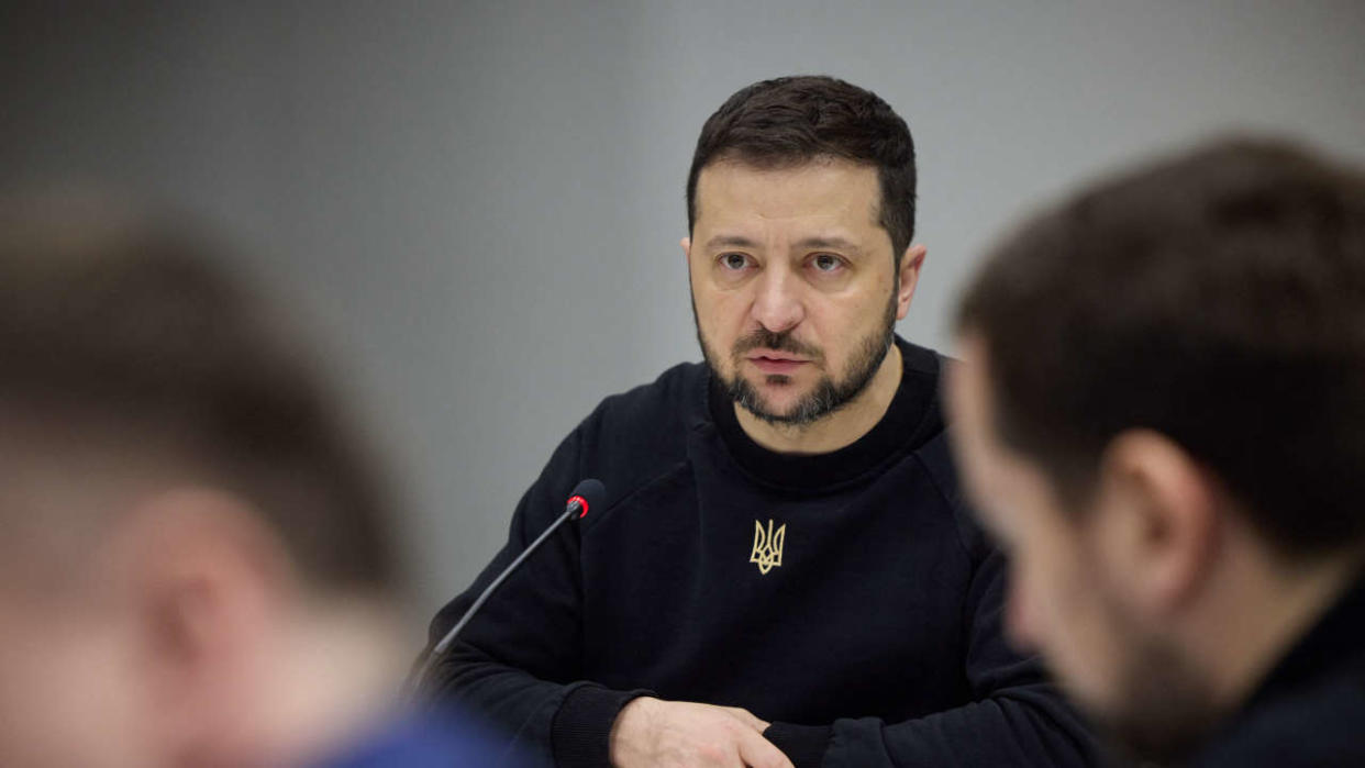 This handout picture taken and released on January 11, 2023 by the Ukranian Presidential Press Service shows Ukrainian President Volodymyr Zelenskyy attends a coordination meeting on the state border protection in the northwestern regions of Ukraine in the western city of Lviv, amid the Russian invasion of Ukraine. (Photo by HANDOUT / UKRAINIAN PRESIDENTIAL PRESS SERVICE / AFP) / RESTRICTED TO EDITORIAL USE - MANDATORY CREDIT 