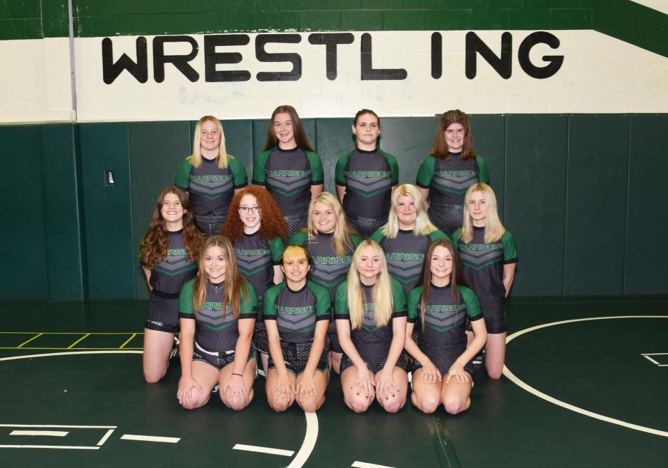 Harrison girls wrestling won a state team championship this season.