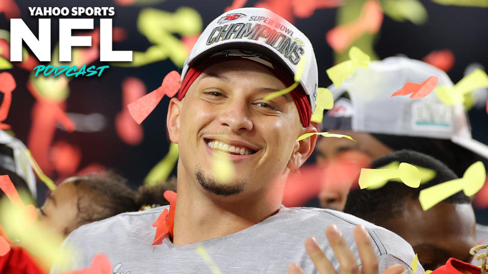 Kansas City Chiefs QB Patrick Mahomes after winning Super Bowl LIV. (Photo by Kevin C. Cox/Getty Images)