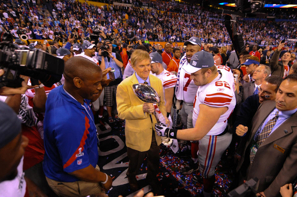 Mitch Petrus helped the New York Giants to Super Bowl XLVI in 2012. (Photo by Rob Tringali) 