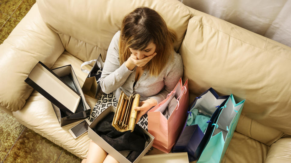 woman shocked at how much she spent shopping