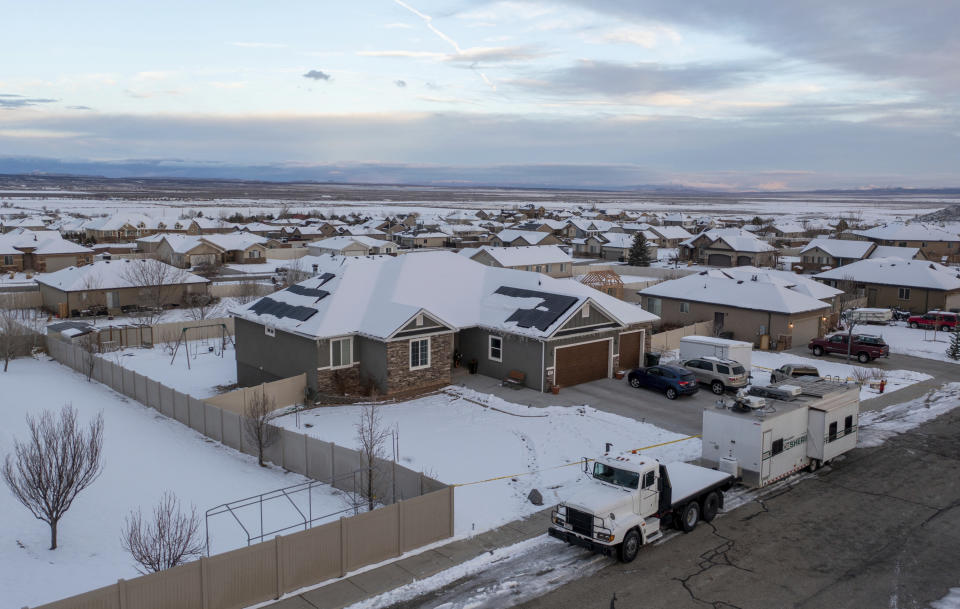 A home where eight people were found dead in Enoch, Utah, is pictured on Thursday, Jan. 5, 2023. The southern Utah community was struggling for answers after police found eight people from one family, including five children, shot to death in the small town. (Ben B. Braun/The Deseret News via AP)