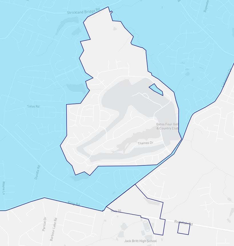 Fayetteville annexed the Gates Four neighborhood of western Cumberland County in March 2012. The legislature, upset about forced annexation, removed Gates Four from Fayetteville several months later. Now the neighborhood is a “doughnut hole” — it is surrounded by the city but is not part of it.