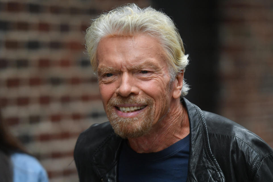 Richard Branson arrives for an appearance on the Late Show in New York City..