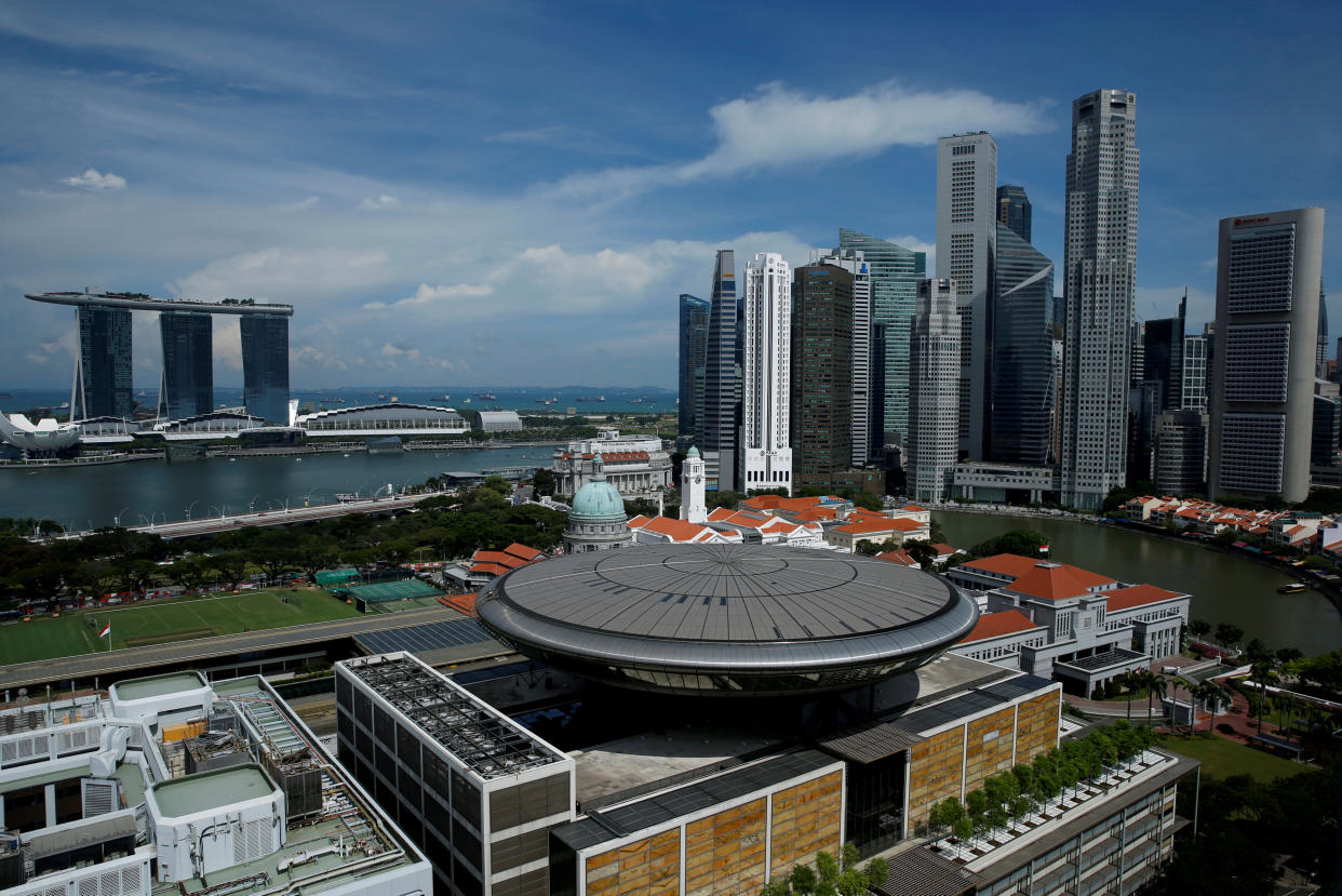 A view of the Marina Bay Sands casino and hotel and the skyline of Singapore’s central business district. (PHOTO: Reuters)