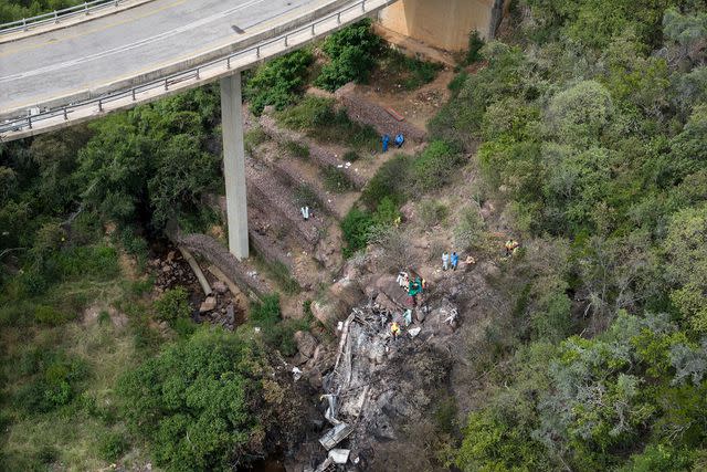 <p>Shiraaz Mohamed/EPA-EFE/Shutterstock</p> Wreckage of the bush crash