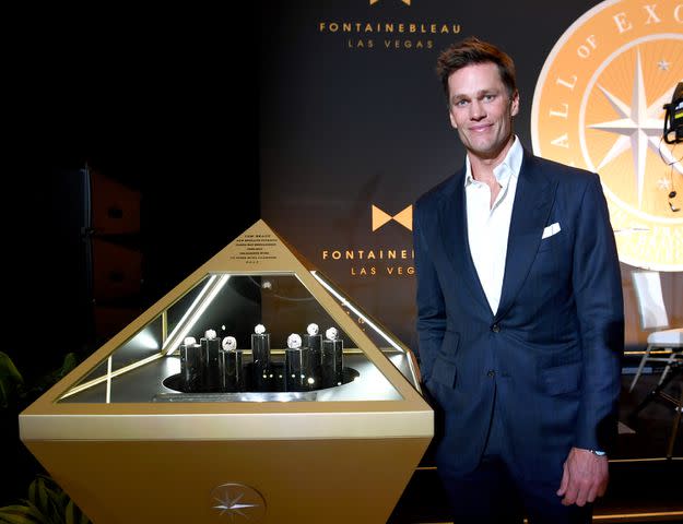 <p>Denise Truscello/Getty</p> Tom Brady photographed in Las Vegas on Feb. 9, 2024