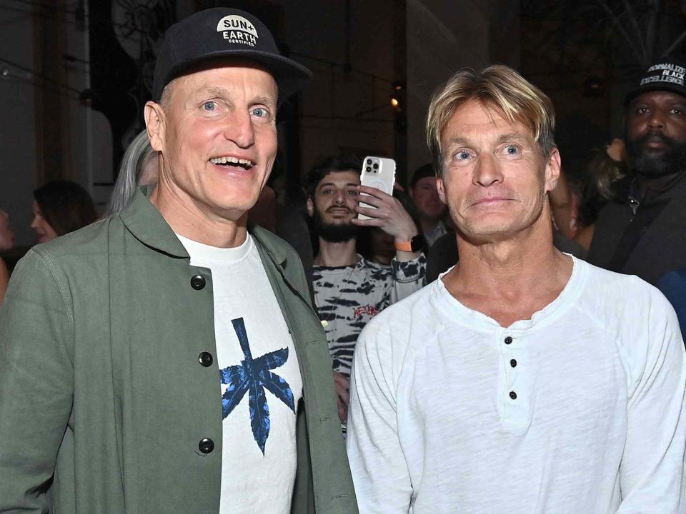 <p>Stefanie Keenan/Getty</p> Woody Harrelson and Brett Harrelson attend 