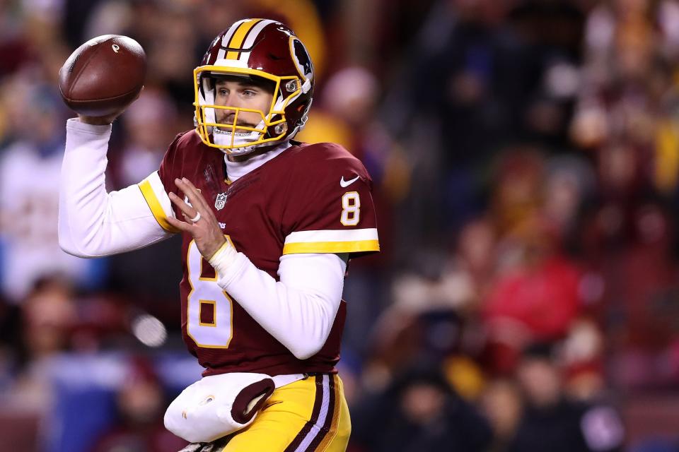 LANDOVER, MD - NOVEMBER 20: Quarterback Kirk Cousins #8 of the Washington Redskins passes the ball against the Green Bay Packers in the second quarter at FedExField on November 20, 2016 in Landover, Maryland. (Photo by Rob Carr/Getty Images)