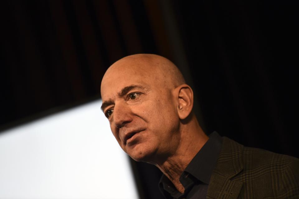 Amazon Founder and CEO Jeff Bezos speaks to the media on the company’s sustainability efforts on 19 September 2019 in Washington, DC ((AFP via Getty Images))
