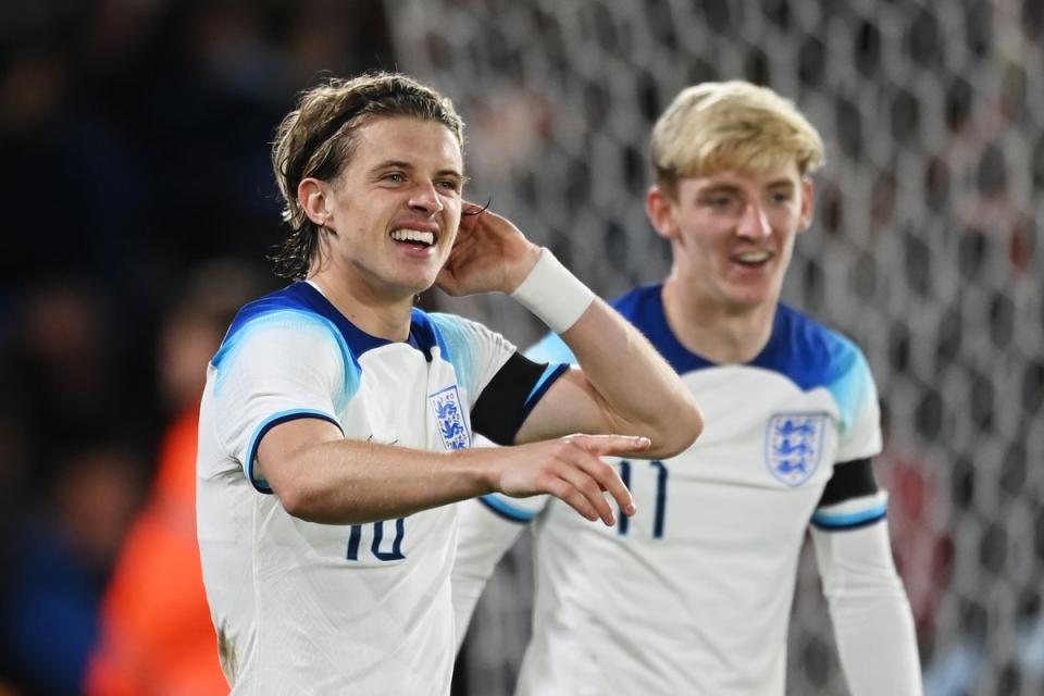Gallagher scored England Under 21-s’ second goal against Germany (The FA via Getty Images)