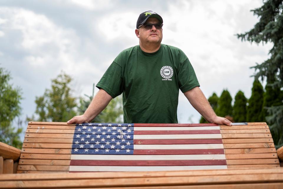 UAW Local 5960 vice president and team leader at Orion Assembly Gerald Lang poses for a photo at UAW Local 5960 in Lake Orion on Friday, August 14, 2020. Lang has been tapped to speak at the Democratic National Convention.  