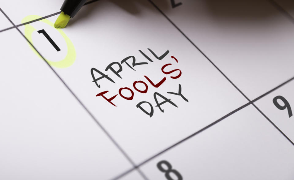 the day of April Fools' Day circled on a calendar