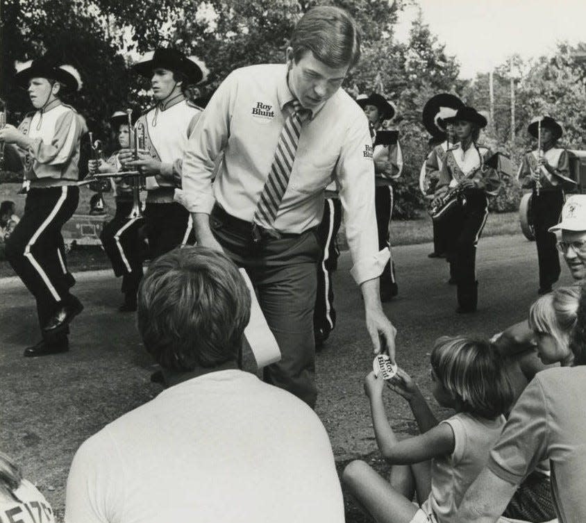 Roy Blunt campaigning at a parade in 1984.