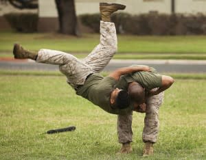 Martial artists in military camo