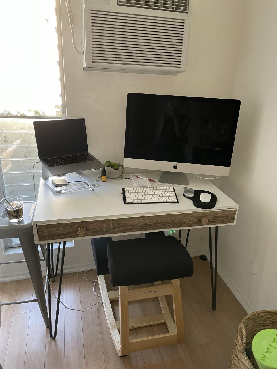 chair tucked under desk