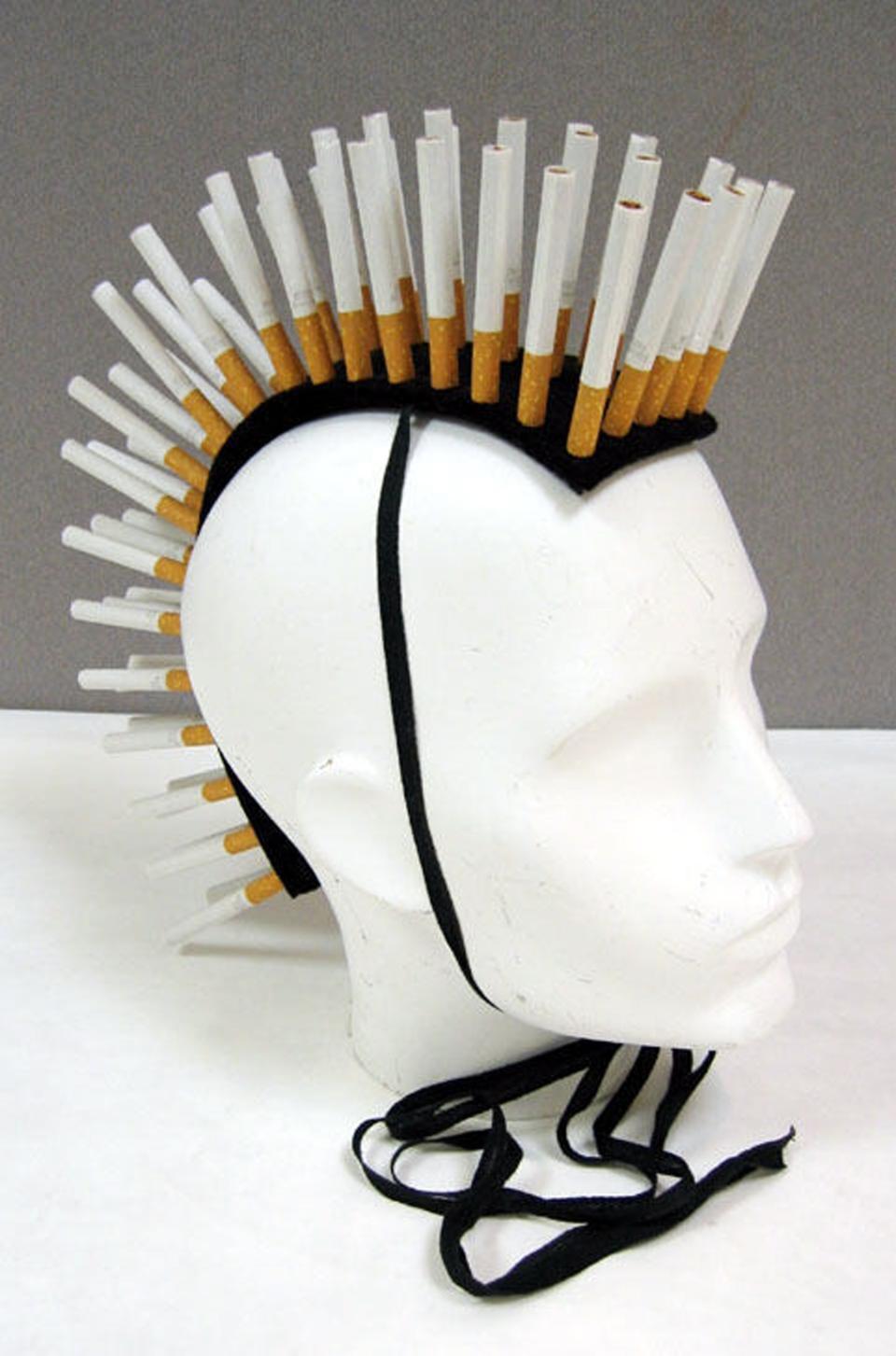 Headpieces designed by milliner Stephen Jones for “AngloMania: Tradition and Transgression in British Fashion.”