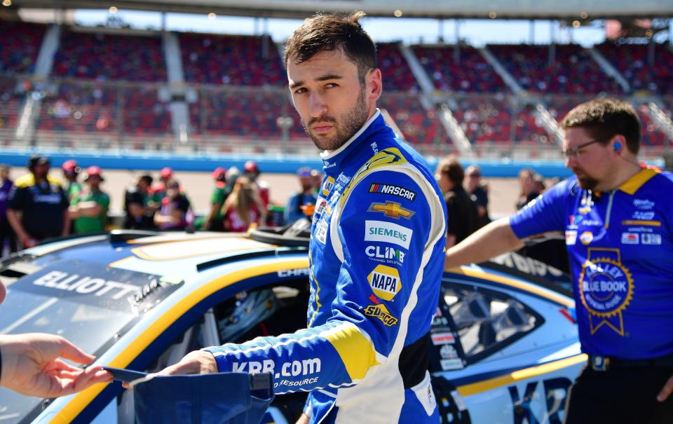 Mar 9, 2024; Avondale, Arizona, USA; NASCAR Cup Series driver Chase Elliott (9) during Cup Series qualifying at Phoenix Raceway. Mandatory Credit: Gary A. Vasquez-USA TODAY Sports