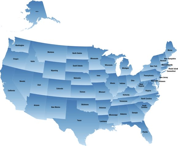 Map Of Us In Blue