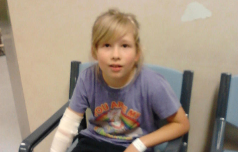 Sophie fell on holidays and her arm began to swell, but it was not a broken bone like her family initially thought. Source: GoFundMe