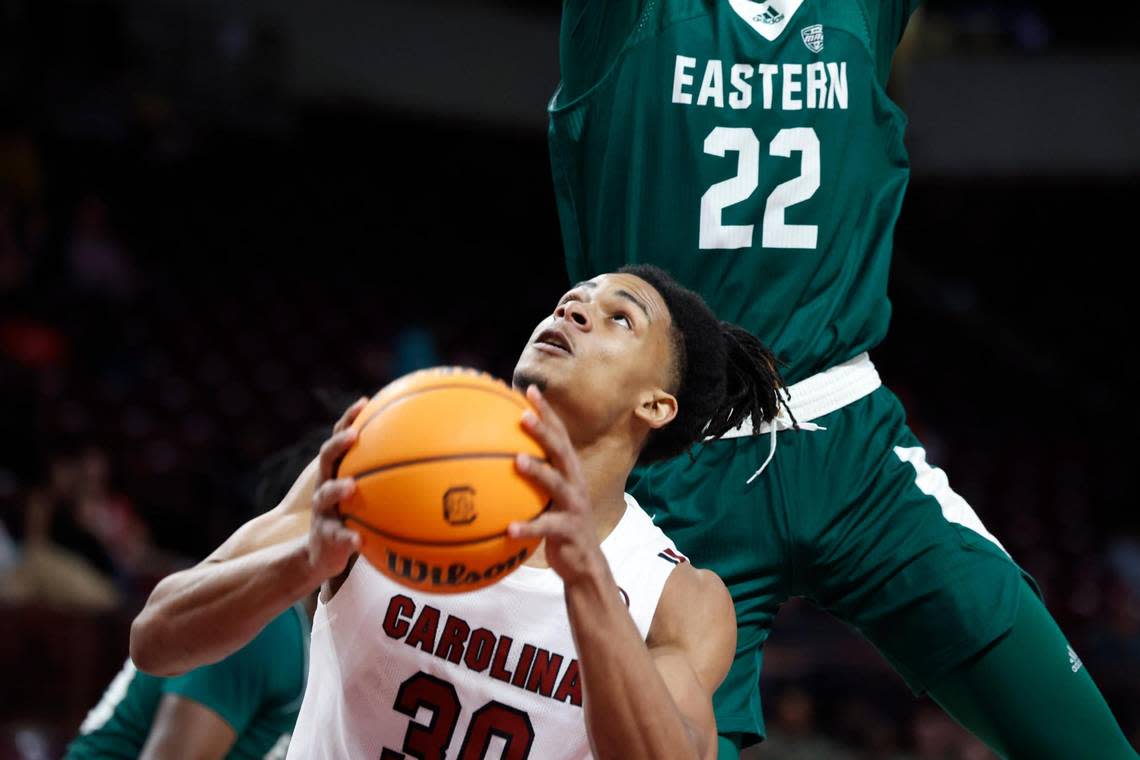 South Carolina Gamecocks forward Daniel Hankins-Sanford (30) plays Eastern Michigan on Friday, December 30, 2022.