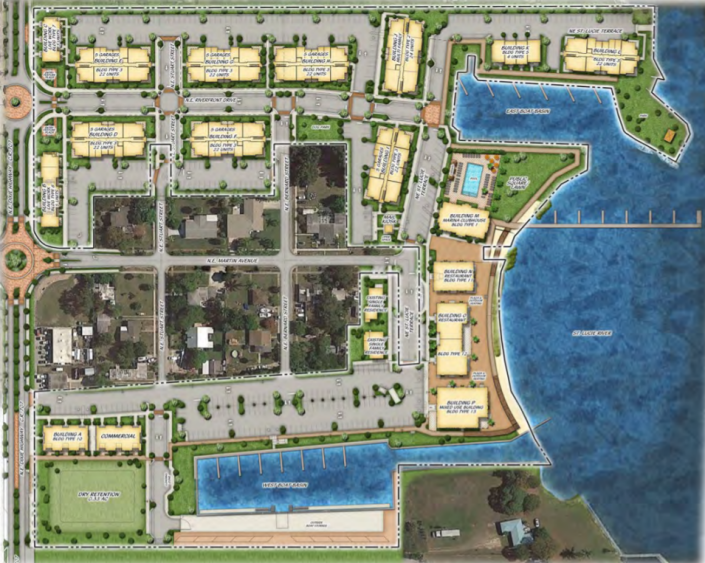 Site plans show residential, commercial and marine uses of a proposed development on the St. Lucie River waterfront in the Rio neighborhood in Martin County.