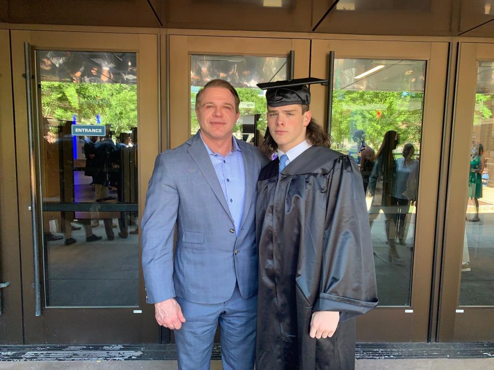 Dr. James Wittig, chairman of Orthopedic Surgery at Morristown Medical Center with his son Ronnie following graduation from Seton Hall Preparatory School.