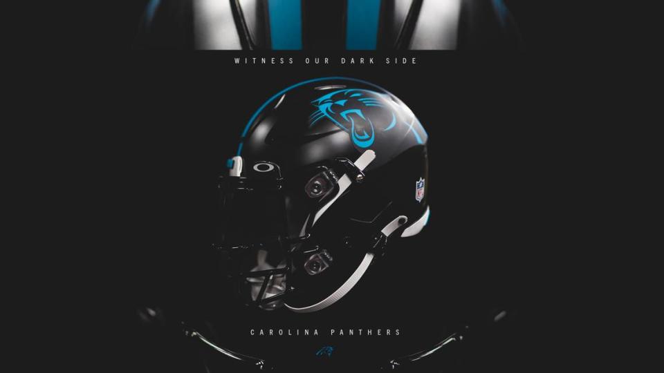 Black helmet the Carolina Panthers will wear on Thursday Night Football this season.