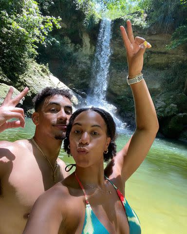 <p>Jordan Love Instagram</p> Jordan Love and Ronika Stone in Puerto Rico in 2022.
