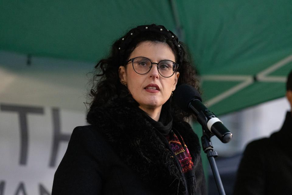 Layla Moran attends the Israeli - Palestinian anti-hate vigil outside Downing Street on Whitehall, Westminster, London, England, UK