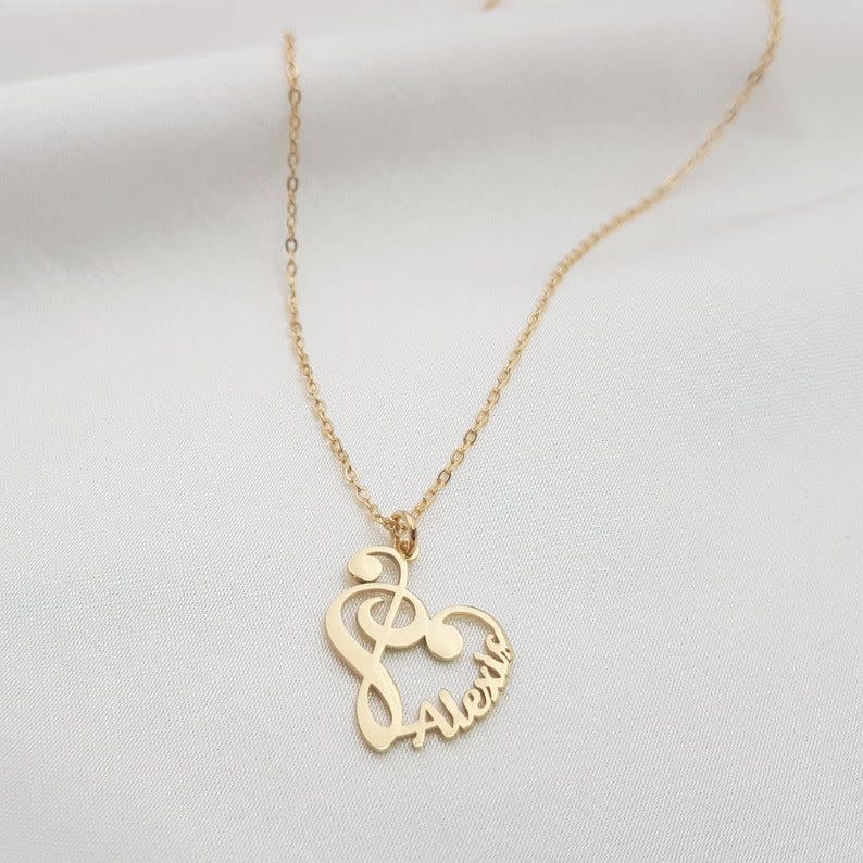 1) Personalized Musical Note Name Necklace
