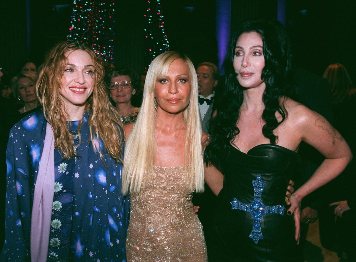 Madonna, Donatella Versace, and Cher at the Met gala in 1997