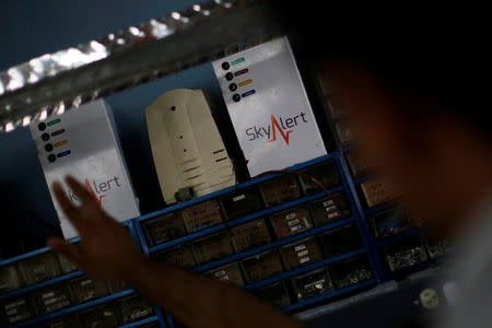 FILE PHOTO: A local SkyAlert earthquake alarms are seen at the SkyAlert headquarters in Mexico City, Mexico October 9, 2017. REUTERS/Carlos Jasso/File Photo