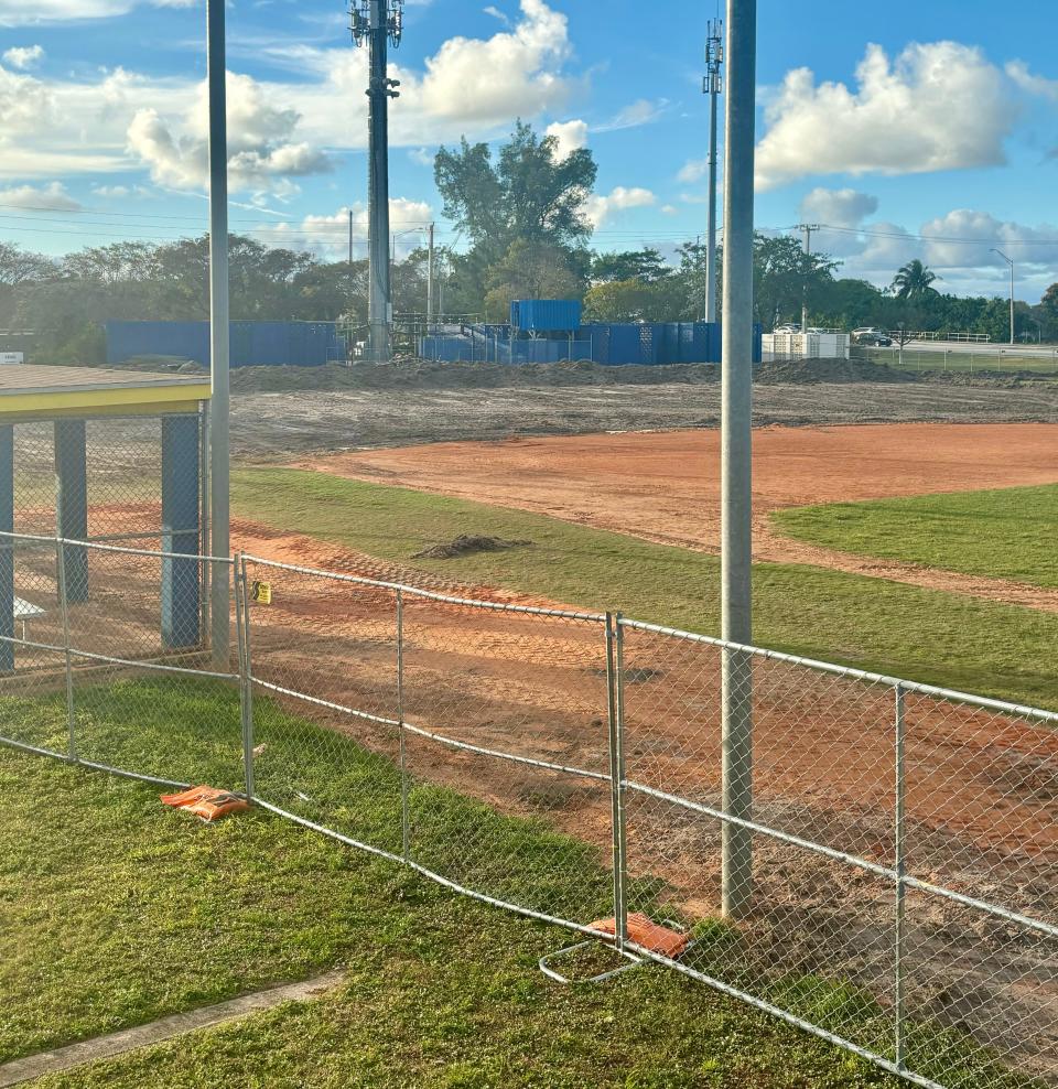 The first phase of the East Boynton Little League renovation project includes replacing field fencing, enlarging the dugouts, adding synthetic turf and drainage, a new scoreboard, high field netting and replacing all dirt field surface areas.