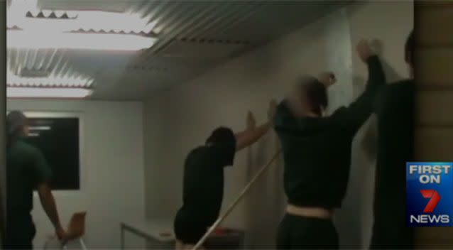 Inmates at the minimum security prison were told to get up and stand against a wall while the room was searched. Photo: 7 News