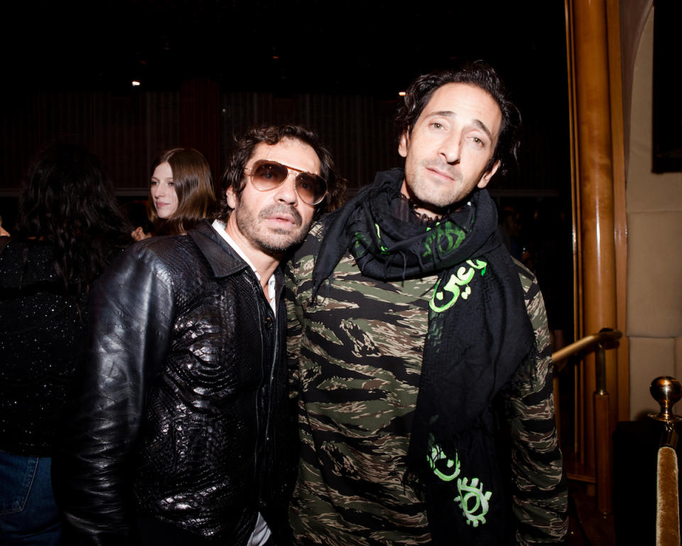 <p>Olivier Zahm, Adrien Brody at Purple Magazine’s 25th Anniversary on Top of the Standard, New York City, NY. (Photo: BFA) </p>