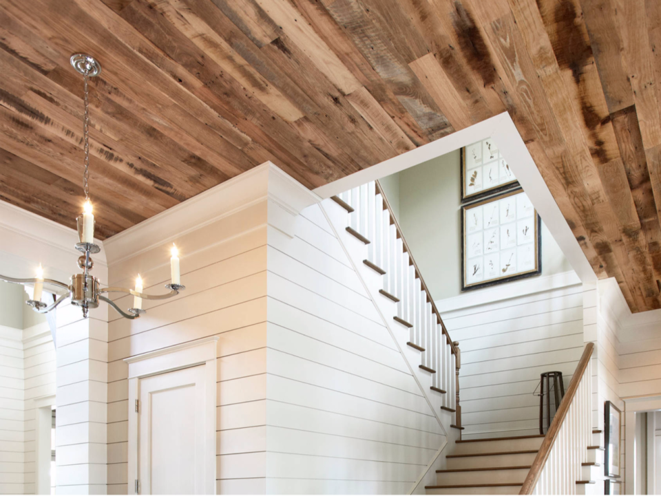 Shiplap Wall With Rustic Ceiling