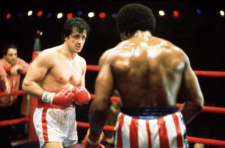 Sylvester Stallone, Carl Weathers in <em>Rocky</em>. (Photo: Everett Collection)