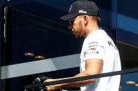 Motor Racing - F1 Formula One - Formula One Test Session - Circuit de Barcelona-Catalunya, Montmelo, Spain - March 6, 2018. Lewis Hamilton of Mercedes walks by the paddock during a testing. Picture taken March 6, 2018. REUTERS/Juan Medina