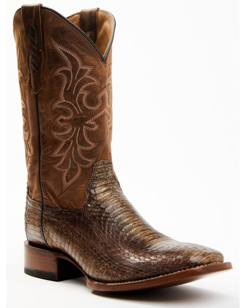 <p><strong>Cody James </strong></p><p>bootbarn.com</p><p><strong>$289.99</strong></p><p><a href="https://www.bootbarn.com/cody-james-mens-cobra-brown-exotic-western-boots---broad-square-toe-/2000356778.html?dwvar_2000356778_color=200#q=Cody+James+boots&prefn1=ref-silhouette&prefv1=Boot&srule=newest&start=11" rel="nofollow noopener" target="_blank" data-ylk="slk:Shop Now;elm:context_link;itc:0;sec:content-canvas" class="link ">Shop Now</a></p><p>As a snake detractor, myself, nothing says "get out of here, snake!" like taking their skin and putting it on a boot. This is also your opportunity to lean into the flare. Other colorways might be bolder or more contrasted, but this combination of cobra skin on brown hits the sweet spot of western boot design.</p>