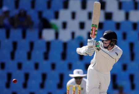 Cricket - New Zealand v South Africa - second cricket test match - Centurion Park, Centurion, South Africa - 30/8/2016. New Zealand's Henry Nicholls plays a shot. REUTERS/Siphiwe Sibeko