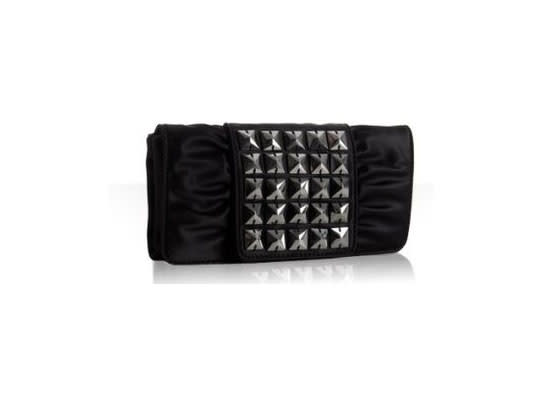 Stuart Weitzman black satin 'Nite Bownight' clutch